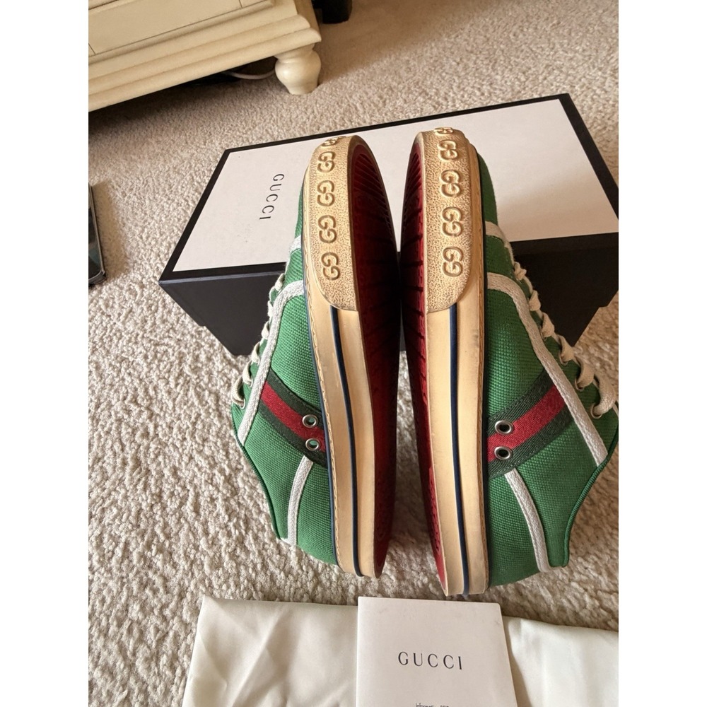Rare Gucci Tennis 1977 Green Canvas Sneakers 606111-GZO30-3760 Men US 8.5 - Picture 8 of 11